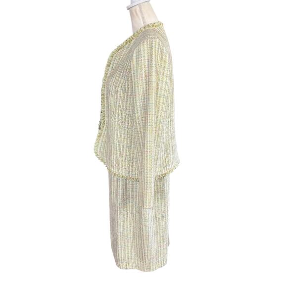 Positive Attitude Tweed 3 Pc Skirt Suit Women Petite Size 14 Light Green Classic - Picture 8 of 16